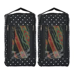Kuber Industries Pack Of 2 Black & White Polka Dot Printed Organizers-33