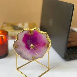 HOMEARTE Pink & Gold-Toned Vintage Table Clock-image-95