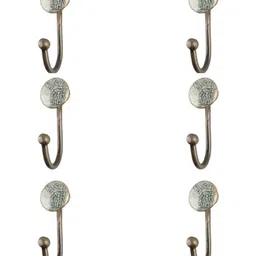 IndianShelf Green & Gold Toned 6 Pieces Printed Ceramic Wall Hooks-image-98