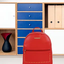 Lapis O Lupo Women Red Solid Medium Backpack-image-21