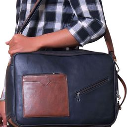 STRUTT Unisex Colourblocked Munich All in One Leather Travel Backpack-12