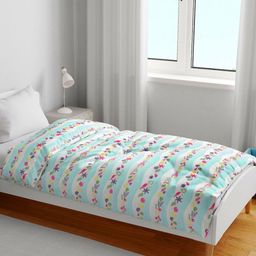 Divine Casa Turquoise Blue & White AC Room 120 GSM Single Bed Blanket-image-24
