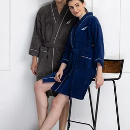 Nautica Pack Of 2 Solid Pure Cotton Bath Robe With Belt-image-78
