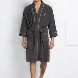 Nautica Pack Of 2 Solid Pure Cotton Bath Robe With Belt-image-21