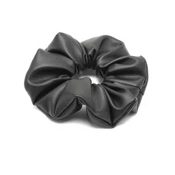 Knotty Tail Women Black Faux Leather Black Scrunchie Ponytail Holders-image-49