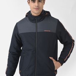 Crimsoune Club Men Navy Blue & Grey Colourblocked Bomber Jacket-picture-32