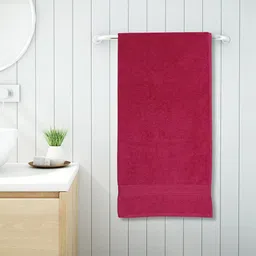 SPACES Colorfas Pink 450 GSM Pure Cotton Bath Towel-37