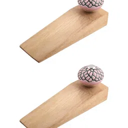 Indianshelf Brown & White 2 Pieces Wooden Door Stopper-17