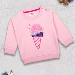 MeeMee Girls Pink Sequined Embellished Sweatshirt-picture-39