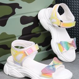 TWIN TOES Women White Printed Platform Sandals-14