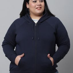 Rute Women Blue Hooded Plus Size Fleece Sweatshirt-28