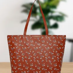Caprese Women's Printed PU Shopper Shoulder Bag with Cut Work-19