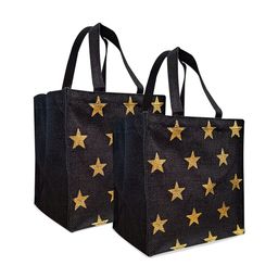 earthbags Pack Of 2 Geometric Printed Shopper Tote Bag-5