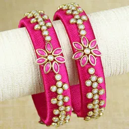 Asthetika Kids Girls Set of 2 Kundan Stone Studded Bangle-0