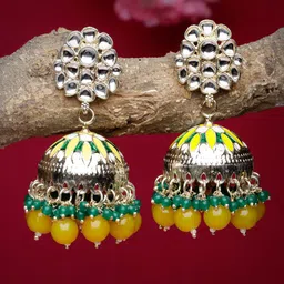 Sukkhi Gold-Plated Kundan-Studded Dome-Shaped Jhumkas-48
