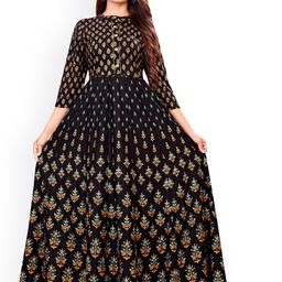 KALINI Women Black & Red Ethnic Motifs  Anarkali Kurta-image-12