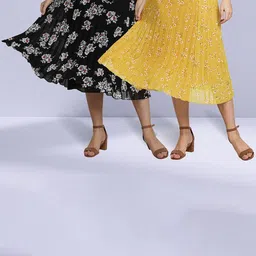 NUEVOSDAMAS Pack of 2 Floral Printed Gathered & Pleated Midi Flared Skirts-picture-16