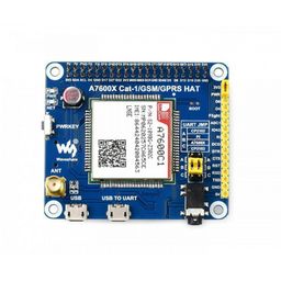 Waveshare A7600C1 LTE Cat-1 HAT for Raspberry Pi, Low Speed 4G Module, 2G GSM / GPRS-31