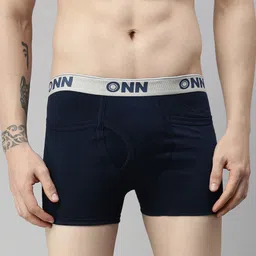 ONN  Men Pack of 5 Solid Cotton Outer Elastic Trunks ONN_260_AST_5PC image 5