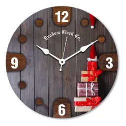 RANDOM Rustic Gift Shoot Grey & Red Printed Contemporary Wall Clock image 2