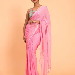 Suta Pink Embellished Sequinned Pure Cotton Saree-image-32