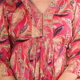 Advya Printed A-Line pleates and handwork Co-ord Set image 5