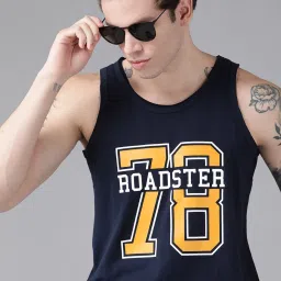 Men Typography Round Neck Pure Cotton Dark Blue T-Shirt-image-43