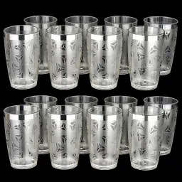 (Pack of 16) 100% Unbreakable Curved Shape Prism Pattern Water Juice Drinking Glasses Set Of 16 ( Clear,Plastic) Glass Set Water/Juice Glass-image-30