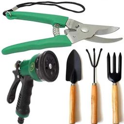 Garden Tool Set Water Spray Trigger, Small Trowel, Hand Rake, Fork & Pruner/Cutter for Gardening Garden Tool Kit-image-53