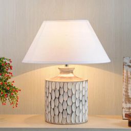 Uniquely White Cotton Shade Night Lamp With Wood Base By Kapoor LampShades-picture-37