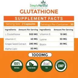 simply herbal Glutathione Capsule with Vitamin C,E & Grapeseed for Skin Lightening & Whitening image 3