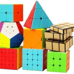 Speed 2X2 3x3 4x4 5x5 and Mirror Gold Pyraminx Pyramid Triangle, Megaminx, Squire cube set Puzzle Cubes Combo (B - Pack of 8 Cube)-9