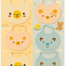 Set of Baby Bibs - Soft Cotton Waterproof Bibs with Cute Animal Prints-image-69