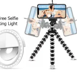 BUFONA TOP HOT SELLING SELFIE RING LIGHT + GORILLA TRIPOD + DUSTPROOF BAG fully flexible Portable & Foldable Camera & Mobile Tripod with Mobile Clip Holder Bracket Fully Flexible Mount Cum Tripod Stand with Three-Dimensional Head & Quick Release T9 Plate Gorilla Tripod DSLR , Smartphone & Action Cameras mobile holder Octopus Stand/mobile Holder Gorilla Mobile Holder Tripod, Monopod Kit, Monopod, Tripod Kit, Tripod Clamp, Tripod Ball Head image 5