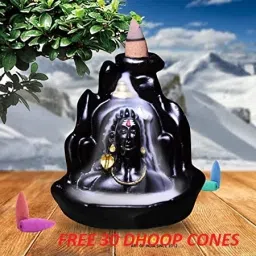 Adiyogi Smoke Fountain Mahadev Status Showpiece with30 Free Smoke Backflow Cones Decorative Showpiece - 12 cm-5