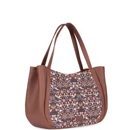 ZOUK Floral Printed Structured Jute Shoulder Bag image 3