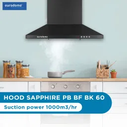 HOOD SAPPHIRE PB BF BK 60 Pyramid Shape 60 cm| 3 Layer Baffle Filter|Powerful suction | 5 Years Motor Warranty| Low Noise |LED Lamp | Push Button Control Wall Mounted Black 1000 CMH Chimney-image-36
