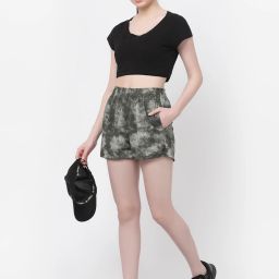 Printed Women Green Gym Shorts-image-23