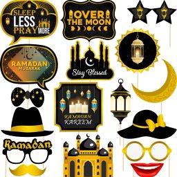 17 Pieces, Ramadan Photo Booth Props - Ramadan Decorations Photo Booth Board-14