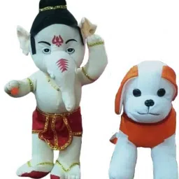Cute Ganesha 40 cm and Cute Puppy 30 cm Soft Toys for Kids- 40 cm-image-1
