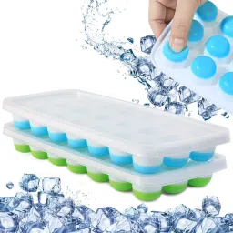 21 Cavity Pop Up Ice Cube Trays for Freezer with Lid Easy Relax Flexible Mold Multicolor Silicone Ice Cube Tray-7