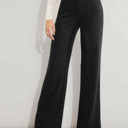 Women Straight Fit Black Lycra Blend Trousers-image-92