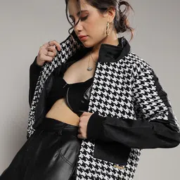 Campus Sutra Self Design Windcheater Open Front Jacket image 3