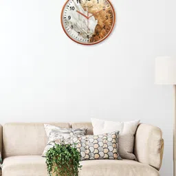 RANDOM White & Peach-Coloured Printed Contemporary Wall Clock image 5