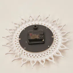 Home Centre Set Of 3 White & Brown Mirrors And Clock image 2