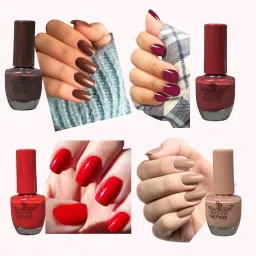 Premium Quality Long Lasting & Water Proof Nail Polish Set 4 Colors Multicolour, Brown, Red, Wine, Nude-5