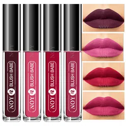 NOY Set of 4 Blush Babe Smudge-Free Matte Liquid Lipstick 4 ml each - Shade 01-02-03-06-20
