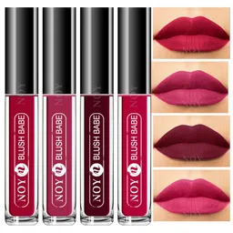NOY Set Of 4 Blush Babe Waterproof Liquid Matte Lipsticks 4ml Each- Shades 03+ 06+ 07+ 08-32