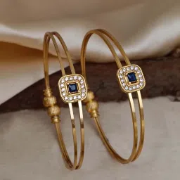 Brass Diamond Gold-plated Bangle Set-image-17