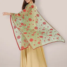 Dupatta Bazaar Embroidered Organza Dupatta with Thread Work image 5